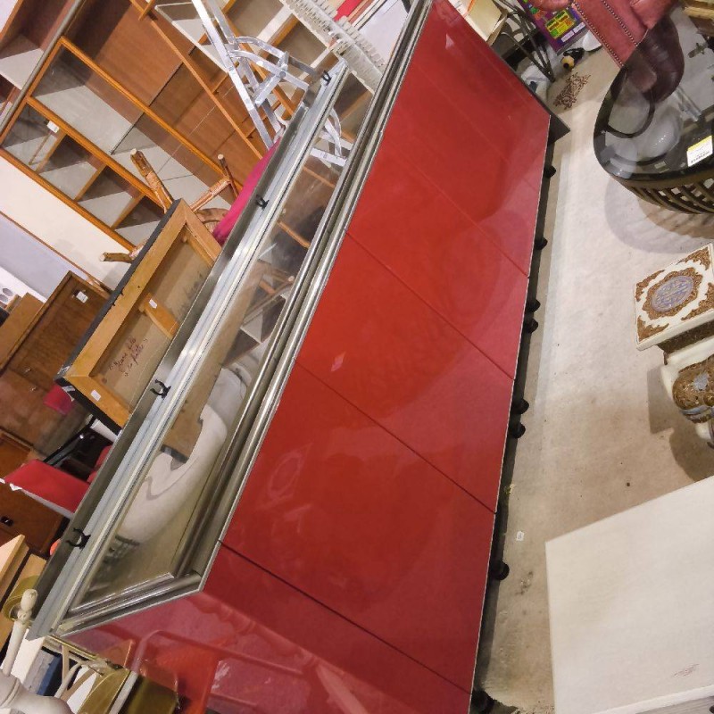 DRESSOIR LAQUE ROUGE / INOX 5P