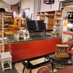 DRESSOIR LAQUE ROUGE / INOX 5P