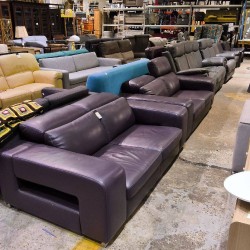 SALON CUIR 2+2 AUBERGINE