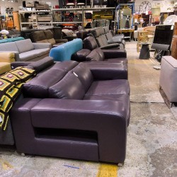 SALON CUIR 2+2 AUBERGINE