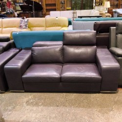 SALON CUIR 2+2 AUBERGINE