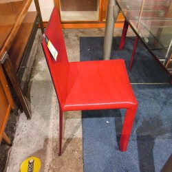 SERIE DE 4 CHAISES ROUGES CUIR ITALIEN