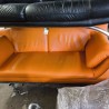 CANAPE DESIGN CUIR ORANGE 2 PLS