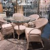 TABLE RONDE VERRE ET LOOM + 4 FAUTEUILS