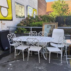 TABLE DE JARDIN  FAUTEUILS ET 4 CHAISES ALUMINUM