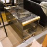 DESSERTE/MEUBLE TÉLÉ EN VERRE FUMÉ ET LAITON