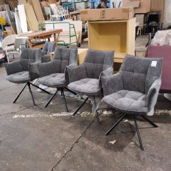 SERIE DE 6 CHAISES TISSU TAUPE - STEF PIVOTANT