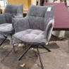 SERIE DE 6 CHAISES TISSU TAUPE - STEF PIVOTANT