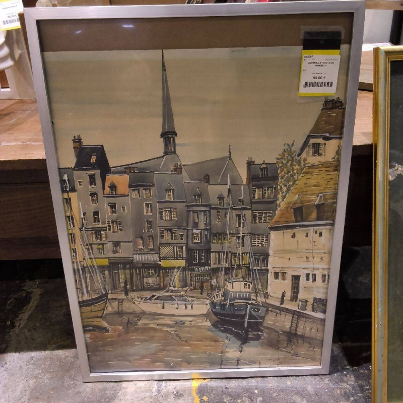 AQUARELLE HONFLEUR ANNÉES 70 