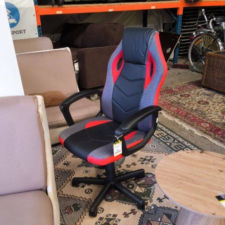 CHAISE DE GAMER SIMILI NOIR / ROUGE
