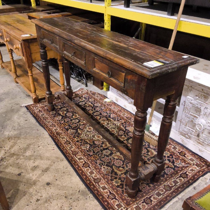 CONSOLE 3 TIROIRS EN BOIS EXOTIQUE