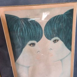 LITHOGRAPHIE VISAGES VINTAGE