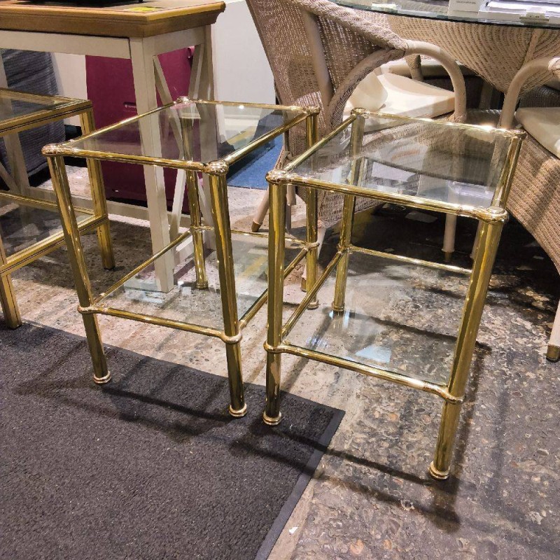 PAIRE DE BOUT DE CANAPÉ ANNÉES 80 STYLE HOLYWOOD REGENCY