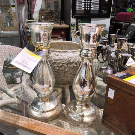 PAIRE DE BOUGEOIR EN VERRE