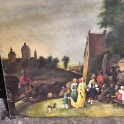 HUILE SUR TOILE SCÈNE DE FÊTE FLAMANDE