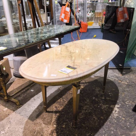 TABLE BASSE OVALE MARBRE BLANC