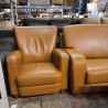 SALON 3 PLACES + 1 PLACE EN CUIR CAMEL
