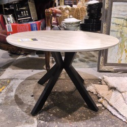 TABLE BASSE RONDE STYLE TRAVERTIN