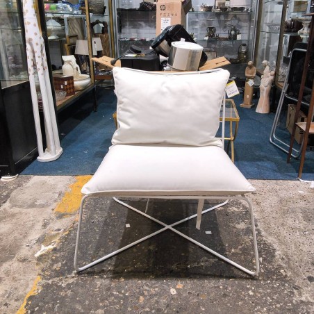 FAUTEUIL MODERNE METAL BLANC + COUSSINS