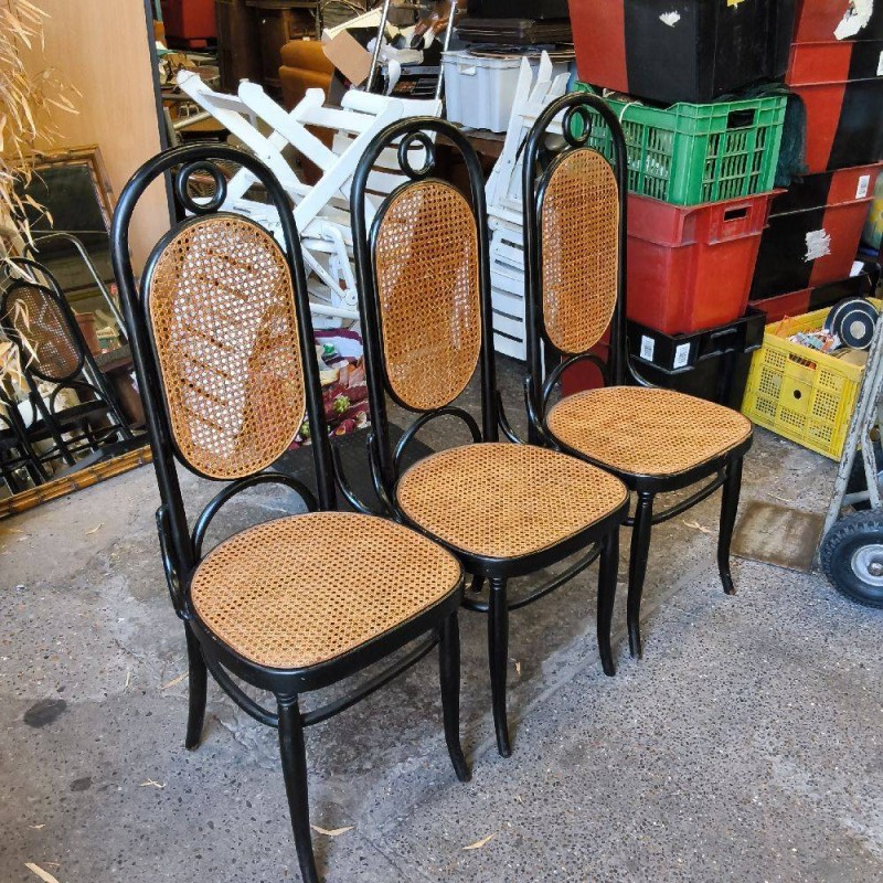 SERIE DE 3 CHAISES CANNEES