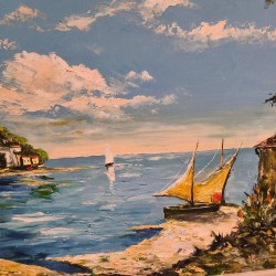 HUILE SUR TOILE ENVIE DE VACANCES COMME MARINE 
