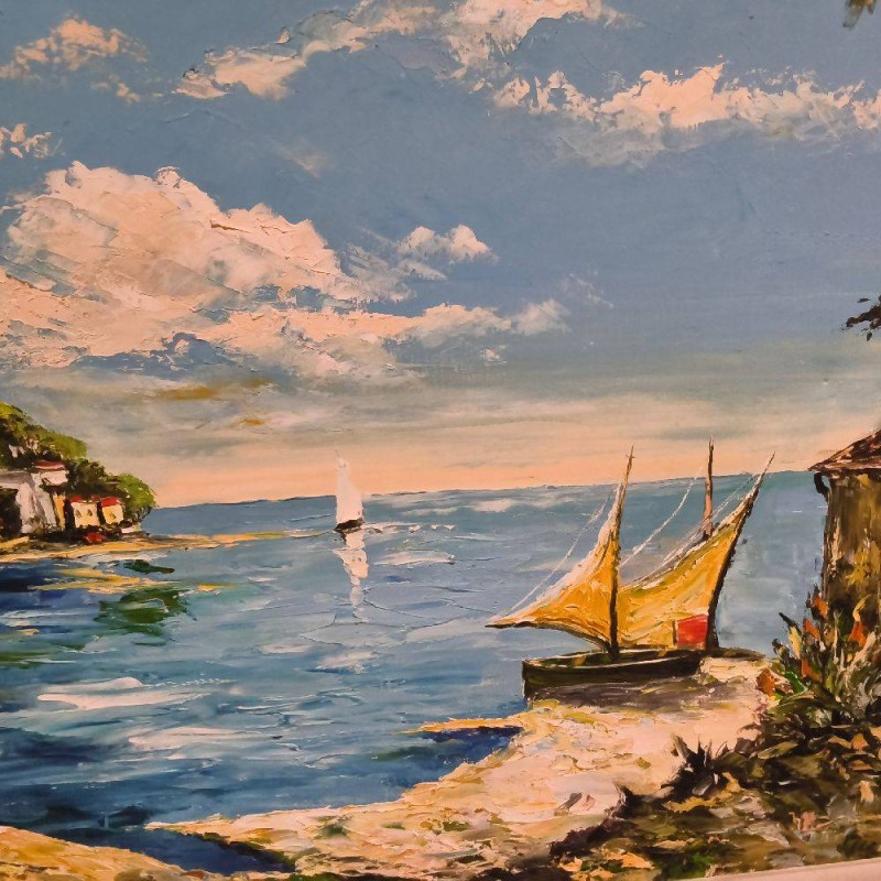 HUILE SUR TOILE ENVIE DE VACANCES COMME MARINE 