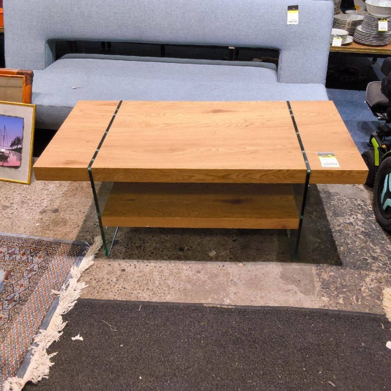 TABLE  BASSE RECTANGLAIRE DESIGN BOIS ET VERRE 